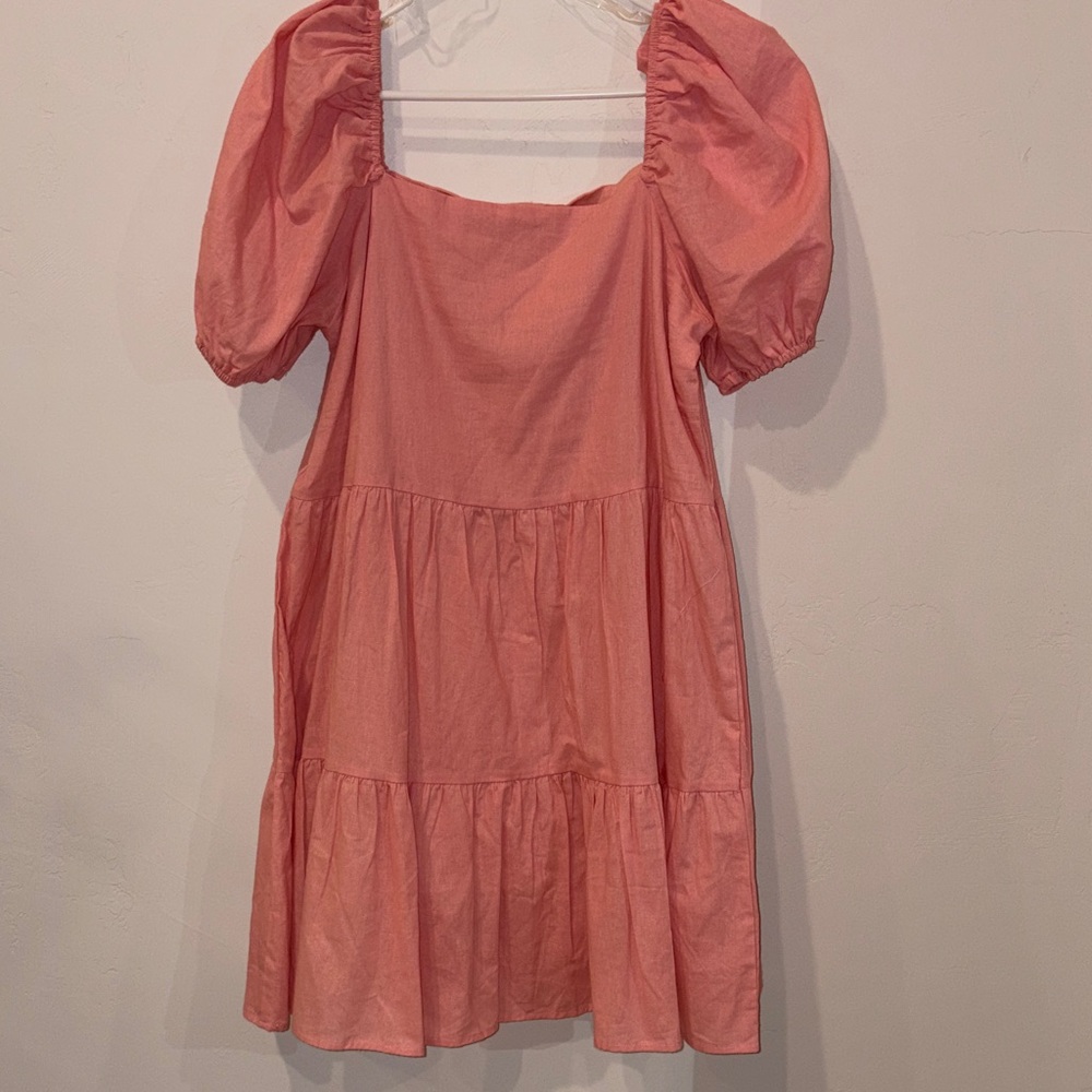 Elegant Pink Puff Sleeve Mini Dress